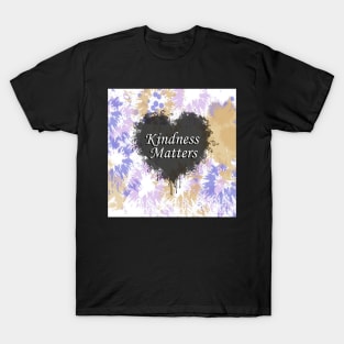 Inspirational Quote KINDNESS MATTERS Heart Black & Purple Splatter Graphic Art Designed Gifts T-Shirt